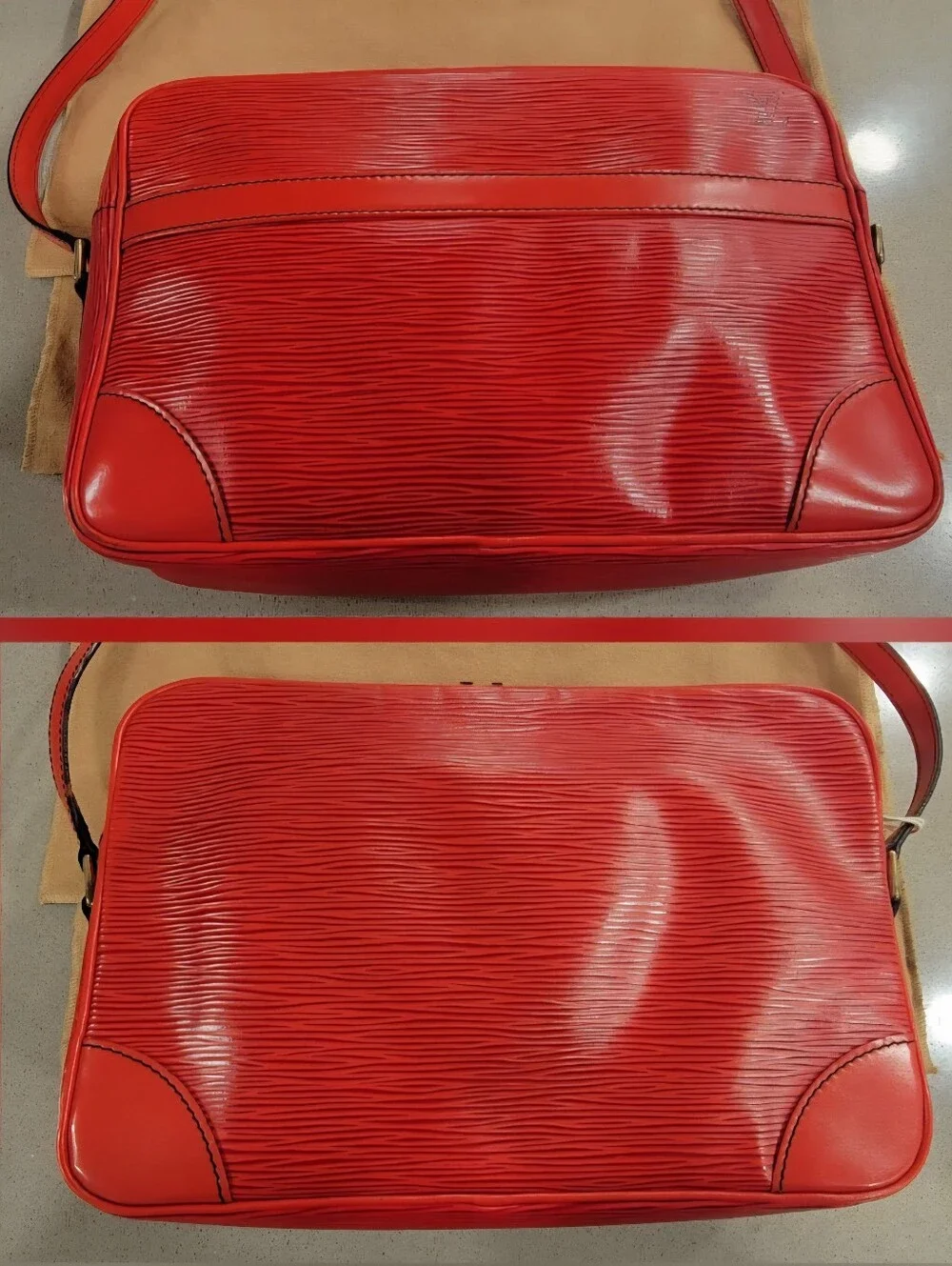 Louis Vuitton Castillan Red Epi Leather Trocadero Crossbody Bag Purse Authentic